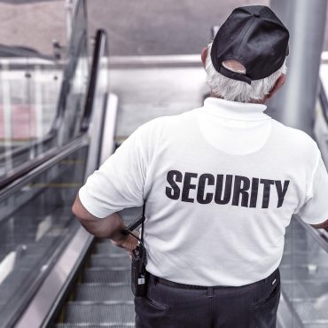 security, man, escalator